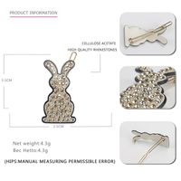 Französische Art Kaninchen Acetatplatten Inlay Künstlicher Diamant Haarklammer 1 Stück sku image 5