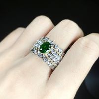 Fashion Leaf Oval Copper Plating Inlay Zircon Rings 1 Piece main image 3
