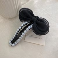 Lady Bow Knot Imitation Pearl Plastic Hair Clip 1 Piece sku image 1