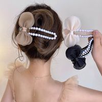 Lady Bow Knot Imitation Pearl Plastic Hair Clip 1 Piece main image 3