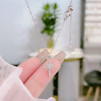 Simple Style Hexagram Sterling Silver Inlay Zircon Pendant Necklace main image 2