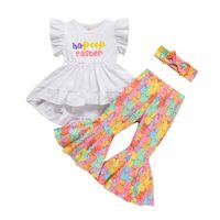 Easter Cute Rabbit Letter Cotton Girls Clothing Sets main image 4