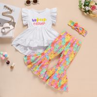 Easter Cute Rabbit Letter Cotton Girls Clothing Sets main image 1
