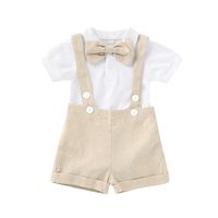 Preppy Style Solid Color Bow Knot Cotton Boys Clothing Sets sku image 17