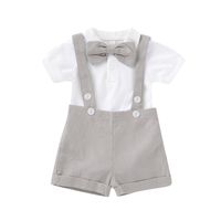 Preppy Style Solid Color Bow Knot Cotton Boys Clothing Sets sku image 5