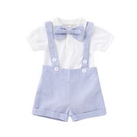 Preppy Style Solid Color Bow Knot Cotton Boys Clothing Sets sku image 13