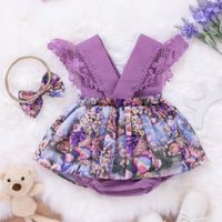Fashion Flower Bow Knot Cotton Polyester Baby Rompers main image 1