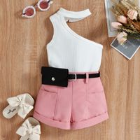 Fashion Solid Color Cotton Girls Clothing Sets main image 3