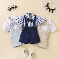 Fashion Stripe Bow Knot Polyester Boys Clothing Sets main image 1