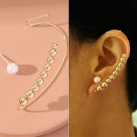 Wholesale Jewelry Fashion C Shape Tassel Heart Shape Alloy Artificial Pearls Rhinestones Gold Plated Inlay Ear Clips main image 3
