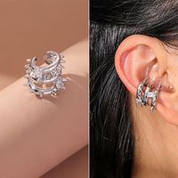 Wholesale Jewelry Fashion C Shape Tassel Heart Shape Alloy Artificial Pearls Rhinestones Gold Plated Inlay Ear Clips sku image 19