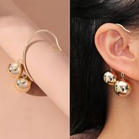 Wholesale Jewelry Fashion C Shape Tassel Heart Shape Alloy Artificial Pearls Rhinestones Gold Plated Inlay Ear Clips sku image 18