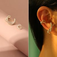 Wholesale Jewelry Fashion C Shape Tassel Heart Shape Alloy Artificial Pearls Rhinestones Gold Plated Inlay Ear Clips sku image 9