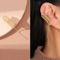 Wholesale Jewelry Fashion C Shape Tassel Heart Shape Alloy Artificial Pearls Rhinestones Gold Plated Inlay Ear Clips sku image 21