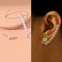 Wholesale Jewelry Fashion C Shape Tassel Heart Shape Alloy Artificial Pearls Rhinestones Gold Plated Inlay Ear Clips sku image 28