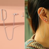 Wholesale Jewelry Fashion C Shape Tassel Heart Shape Alloy Artificial Pearls Rhinestones Gold Plated Inlay Ear Clips sku image 24