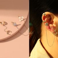 Wholesale Jewelry Fashion C Shape Tassel Heart Shape Alloy Artificial Pearls Rhinestones Gold Plated Inlay Ear Clips sku image 25