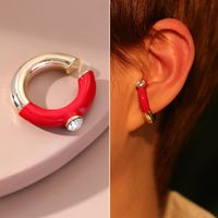 Wholesale Jewelry Fashion C Shape Tassel Heart Shape Alloy Artificial Pearls Rhinestones Gold Plated Inlay Ear Clips sku image 3