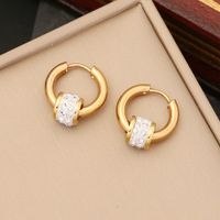 1 Pair Fashion Star Moon Heart Shape Plating Stainless Steel Rhinestones Earrings sku image 5