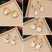 1 Pair Fashion Star Moon Heart Shape Plating Stainless Steel Rhinestones Earrings main image 1