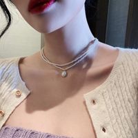 1 Jeu Élégant Géométrique Alliage Perlé Perles Artificielles Femmes Collier En Couches main image 9
