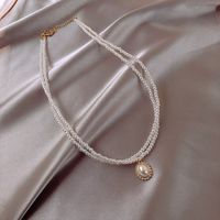 1 Jeu Élégant Géométrique Alliage Perlé Perles Artificielles Femmes Collier En Couches main image 4