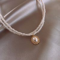 1 Jeu Élégant Géométrique Alliage Perlé Perles Artificielles Femmes Collier En Couches main image 6
