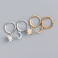 Style Simple Star Argent Sterling Incruster Strass Boucles D'oreilles 1 Paire main image 1