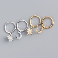 Style Simple Star Argent Sterling Incruster Strass Boucles D'oreilles 1 Paire main image 6