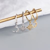 Style Simple Star Argent Sterling Incruster Strass Boucles D'oreilles 1 Paire main image 5