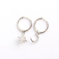 Style Simple Star Argent Sterling Incruster Strass Boucles D'oreilles 1 Paire main image 2