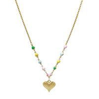 Fashion Heart Shape Stainless Steel Enamel Plating Pendant Necklace 1 Piece main image 5