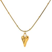 Fashion Heart Shape Titanium Steel Pendant Necklace 1 Piece sku image 1