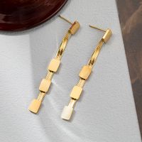 1 Pair Streetwear Square Tassel Plating 304 Stainless Steel 18K Gold Plated Drop Earrings main image 3