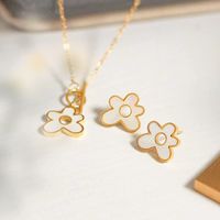 Sweet Flower Titanium Steel Women's Earrings Necklace main image 2