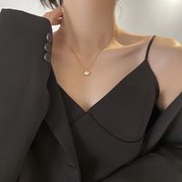 Sweet Heart Shape Titanium Steel Inlay Women's Bracelets Ear Studs Necklace sku image 1