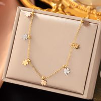 Simple Style Star Flower Snake Titanium Steel Plating Necklace 1 Piece main image 5
