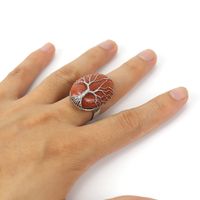 Simple Style Tree Oval Agate Copper Open Ring 1 Piece sku image 2
