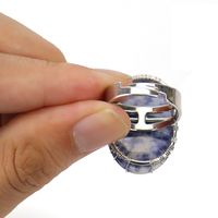 Simple Style Tree Oval Agate Copper Open Ring 1 Piece main image 3