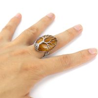 Simple Style Tree Oval Agate Copper Open Ring 1 Piece sku image 5