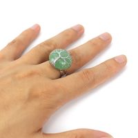 Ethnic Style Tree Oval Agate Open Ring 1 Piece sku image 2