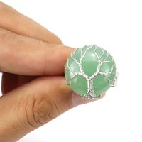 Ethnic Style Tree Oval Agate Open Ring 1 Piece main image 3