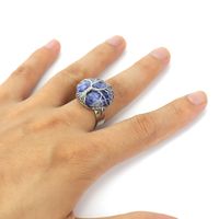 Ethnic Style Tree Oval Agate Open Ring 1 Piece sku image 6