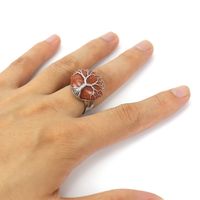 Ethnic Style Tree Oval Agate Open Ring 1 Piece sku image 5