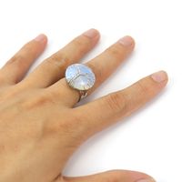 Ethnic Style Tree Oval Agate Open Ring 1 Piece sku image 1