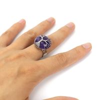 Ethnic Style Tree Oval Agate Open Ring 1 Piece sku image 10