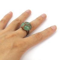 Ethnic Style Tree Oval Agate Copper Open Ring 1 Piece sku image 2