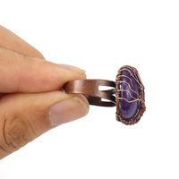 Ethnic Style Tree Oval Agate Copper Open Ring 1 Piece main image 4
