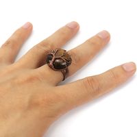 Ethnic Style Tree Oval Agate Copper Open Ring 1 Piece sku image 8