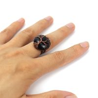 Ethnic Style Tree Oval Agate Copper Open Ring 1 Piece sku image 9